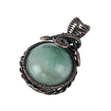 Wire Wrap Natural Stone Pendant 16mm Round Beads Charm Reiki Healing