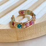 Tourmalines Crystal Rings for Women Small Beads Quartz Stone Open Ring