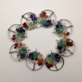 Chakra Reiki Healing Crystal Tree of Life Pendant Charms for Necklace