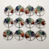 Chakra Reiki Healing Crystal Tree of Life Pendant Charms for Necklace