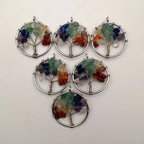 Chakra Reiki Healing Crystal Tree of Life Pendant Charms for Necklace