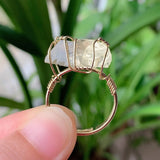Wire Wrapped Crystal Ring Purple Quartz Resizable Healing Amethysts Fluo