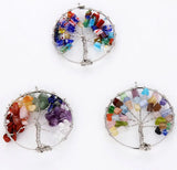 Tree of Life Tumbled Stone Pendant 7 Chakras Family Charms