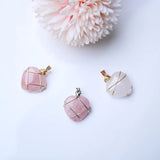 Wire Wrapped Heart Charms Pink Quartz Amethyst Pendants
