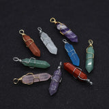 Wire Wrapped Hexagonal Prism Charms Pink Quartz Amethyst Pendants