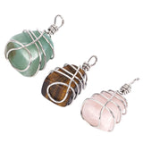 Green Aventurine Tiger Eye Pink Quartz Crystal Pendant