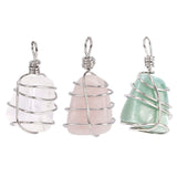 Green Aventurine Tiger Eye Pink Quartz Crystal Pendant
