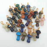 Wire Wrapped Mushroom Shape Stone Pendant Amethyst Agate Rose Quartz