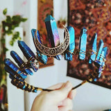 Quartz Crystal Point Crown Tiara Women Natural Stone Headband