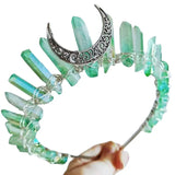 Quartz Crystal Point Crown Tiara Women Natural Stone Headband