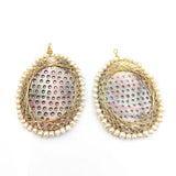 Wire Wrap Abalone Shell Pendant with Plated Natural Sea Shell Round Shape