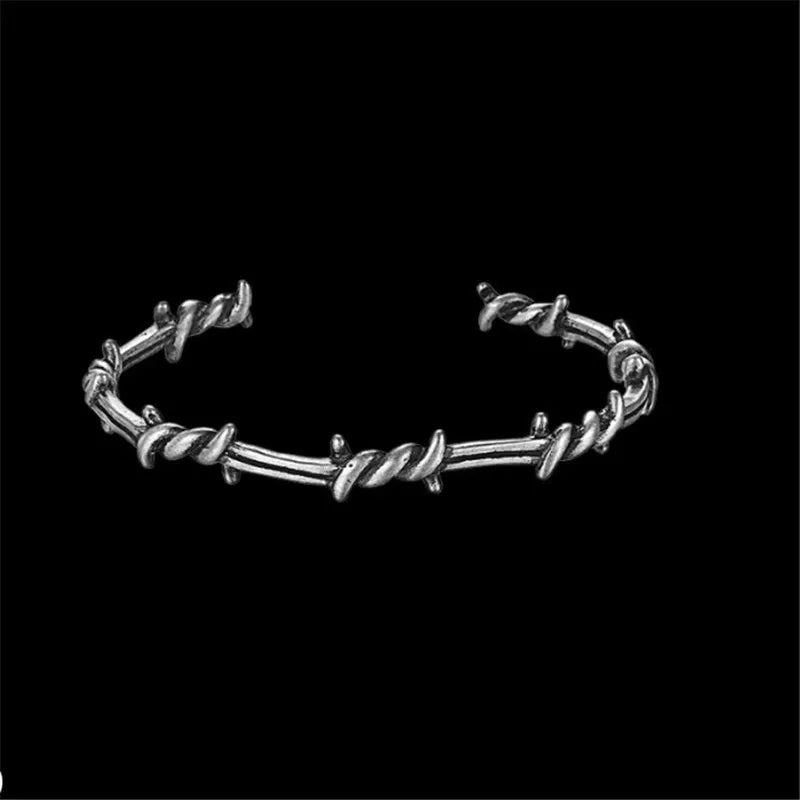 Stainless Steel Wired Bracelet Punk Biker Gothic Bangle