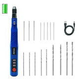 Wireless Hand Drill Pin Vise Set For Clay Keychain (Blue)