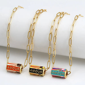 Enamel Copper Pendant Necklace for Women Party Jewelry