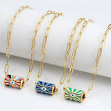 Enamel Copper Pendant Necklace for Women Party Jewelry
