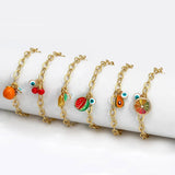 Fruit Charm Bracelet Evil Eye Enamel Turkey Boho Party Jewelry