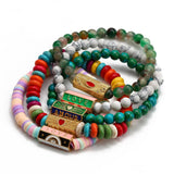 Enamel Art Charm Copper Bead Bracelet Natural Turquoise Chain Bracelet