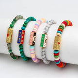 Enamel Art Charm Copper Bead Bracelet Natural Turquoise Chain Bracelet