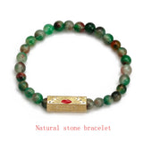 Enamel Art Charm Copper Bead Bracelet Natural Turquoise Chain Bracelet