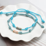Enamel Copper Beads Tube Bracelet with Evil Eye Charm