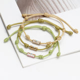 Enamel Copper Beads Tube Bracelet with Evil Eye Charm
