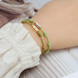 Enamel Copper Beads Tube Bracelet with Evil Eye Charm