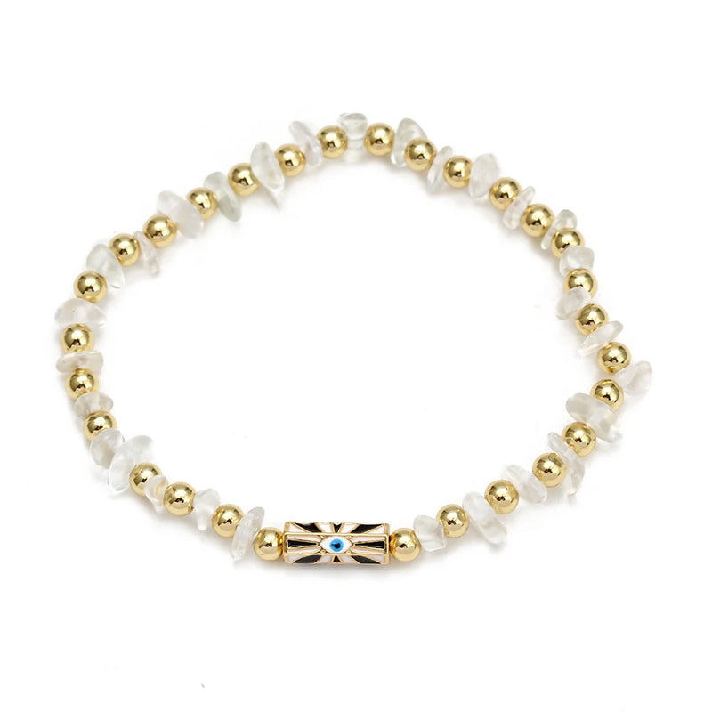 Irregular Crushed Stone Copper Bead Bracelet For Women Girls Boho Jewelry