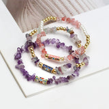 Irregular Crushed Stone Copper Bead Bracelet For Women Girls Boho Jewelry