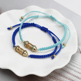 Hollow Copper Bead Bracelet Braided Rope Adjustable Bracelet