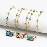 Turquoise Crystal Eye Necklace Copper Choker Jewelry Gift