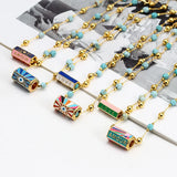 Turquoise Crystal Eye Necklace Copper Choker Jewelry Gift