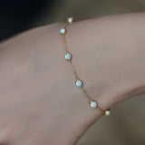 Opal Bracelet - S925 Silver Plated 14K Thin Bracelet for Girls