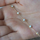 Opal Bracelet - S925 Silver Plated 14K Thin Bracelet for Girls