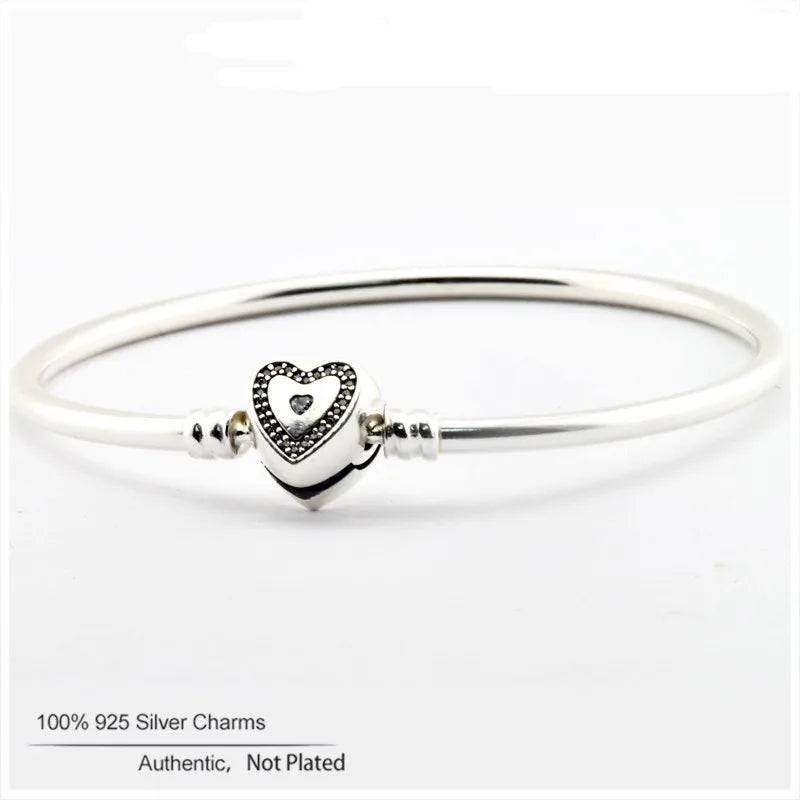 Heart Moments Silver Bangle Bracelet for Women