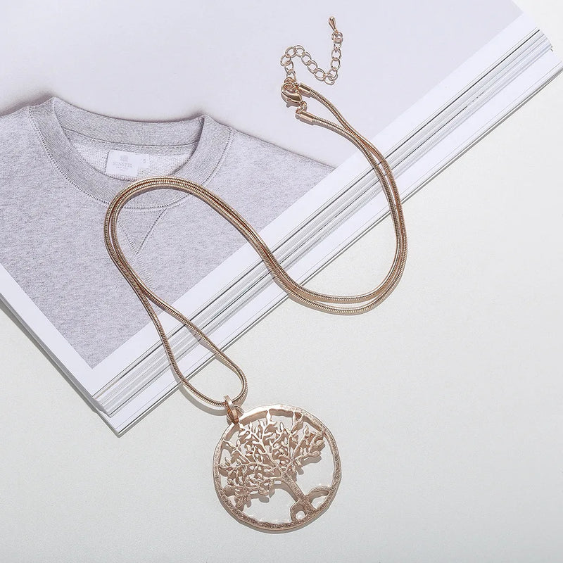 Lucky Tree Necklace Tree of Life Pendant Round Plate Necklace