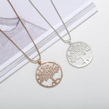 Lucky Tree Necklace Tree of Life Pendant Round Plate Necklace