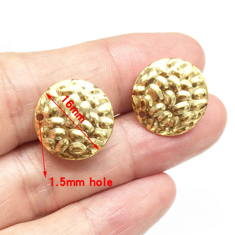50pcs Uneven Surface Round Drop Earring Findings 16mm