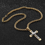 Crucifix Cross Necklace Stainless Steel Chain Men