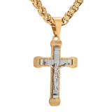 Crucifix Cross Necklace Stainless Steel Chain Men