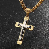 Crucifix Cross Necklace Stainless Steel Chain Men