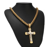 Crucifix Cross Necklace Stainless Steel Chain Men