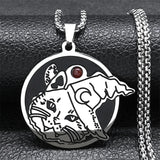 Witch Cat Hat Moon Necklace Silver Stainless Steel Pagan Wicca Jewelry