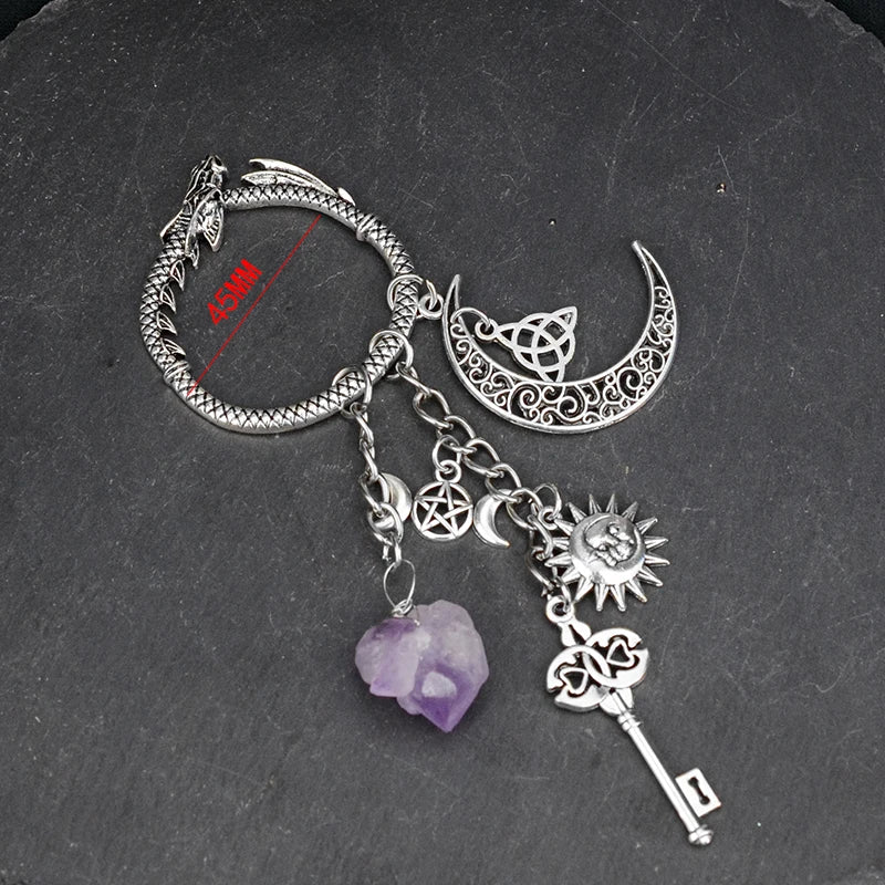 Witch Dragon Amethyst Keychain Protection Magic Banish Evil