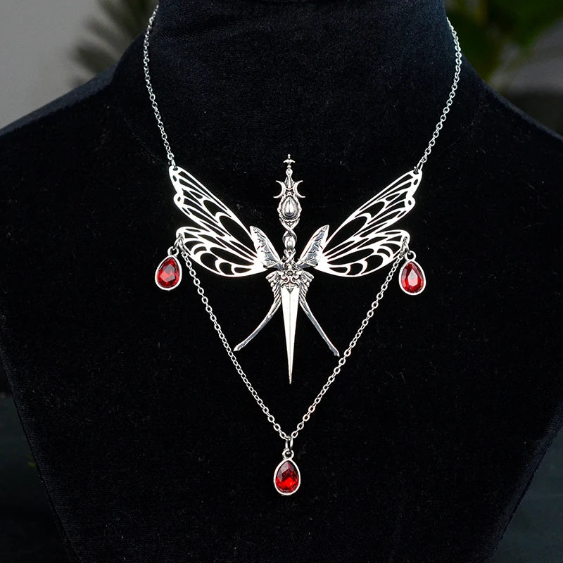 Witch Goddess Crystal Butterfly Fantasy Forest Faerie Necklace