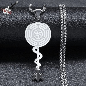 Hekate Wheel Pendant Necklace Stainless Steel Wicca Magic Symbol