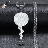 Hekate Wheel Pendant Necklace Stainless Steel Wicca Magic Symbol