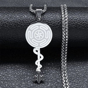 Hekate Wheel Pendant Necklace Stainless Steel Wicca Magic Symbol