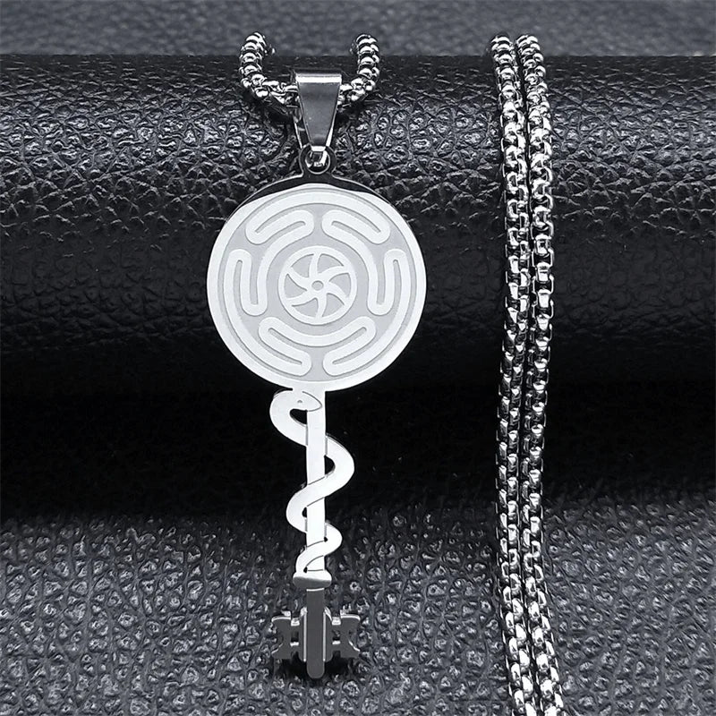 Hekate Wheel Pendant Necklace Stainless Steel Wicca Magic Symbol