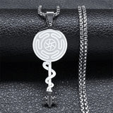 Hekate Wheel Pendant Necklace Stainless Steel Wicca Magic Symbol