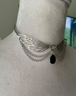 Witch Jewelry, Angel Wing Pendant Necklace, Celestial, Wicca